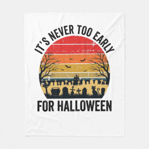 Halloween Vintage Sonnenuntergang Friedhof Katze V Fleecedecke