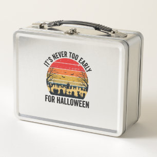 Halloween Vintage Sonnenuntergang Friedhof Katze V Metall Brotdose