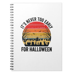 Halloween Vintage Sonnenuntergang Friedhof Katze V Notizblock