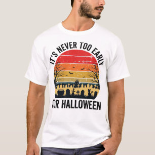 Halloween Vintage Sonnenuntergang Friedhof Katze V T-Shirt