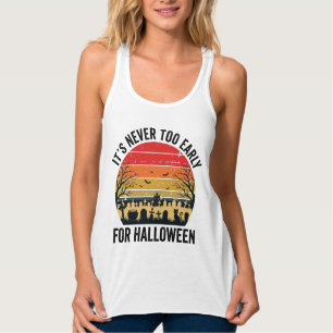 Halloween Vintage Sonnenuntergang Friedhof Katze V Tank Top