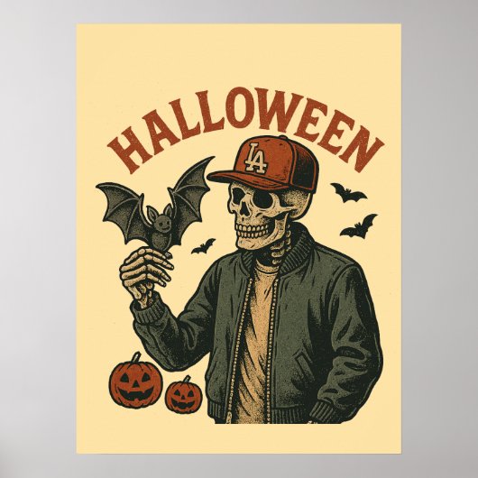 Halloween Vintage - Spooky Skeleton Poster (Vorne)
