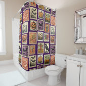Halloween Vintage Stamp Patter Shower Curtain Duschvorhang (Beispiel)