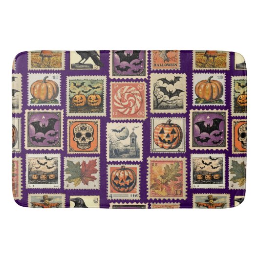Halloween Vintage Stamp Pattern Badematte (Vorderseite)