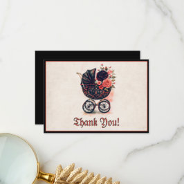 Halloween Vintage Stroller Baby Shower Dankeskarte