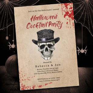 Halloween-Vintage-Totenkopf-Cocktailparty-Einladun Einladung
