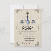 Halloween Vintage Wedding RSVP Karte (Vorderseite)