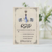 Halloween Vintage Wedding RSVP Karte (Stehend Vorderseite)