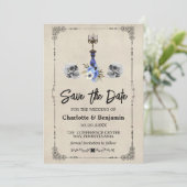 Halloween Vintage Wedding Save the Date (Stehend Vorderseite)