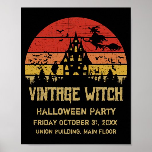 Halloween Vintager HexenRetro-Sonnenuntergang Poster (Vorne)