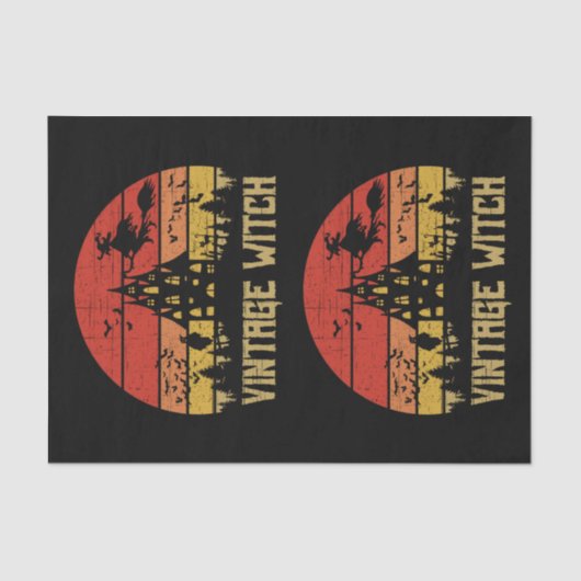 Halloween Vintager HexenRetro-Sonnenuntergang Seidenpapier (Vorderseite)