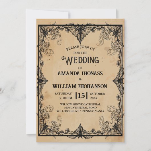 Halloween Vintager Horror Gothic Frame cool Einladung (Vorderseite)