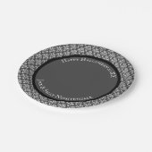 Halloween Vintager Viktorianischer Damask White Pappteller (Schrägansicht)