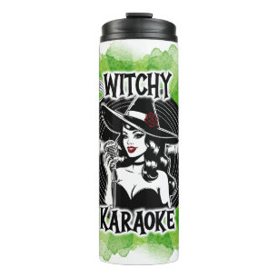 Halloween Vintages Button-up Witchy Karaoke Thermosbecher