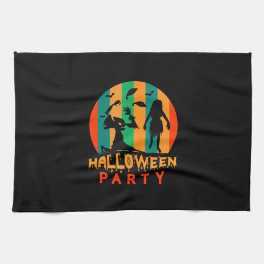 Halloween Vintages Halloween-Party Geschirrtuch (Horizontal)