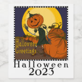 Halloween Vintages Johannisbrotwein Weinetikett (Einzelnes Label)