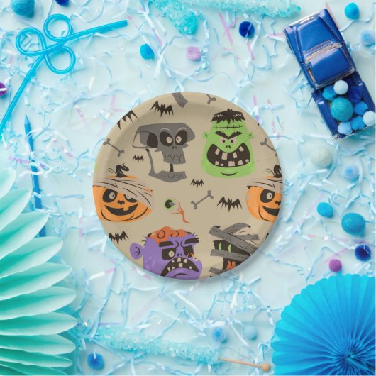 Halloween Vintages Musterpapier Pappteller (Party)