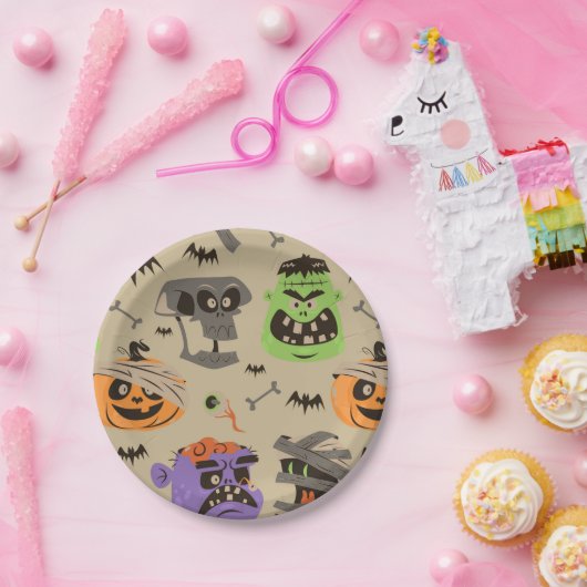 Halloween Vintages Musterpapier Pappteller (Party)