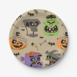 Halloween Vintages Musterpapier Pappteller