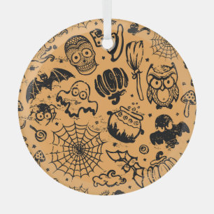 Halloween Vintages nahtloses Geschäft Ornament Aus Glas