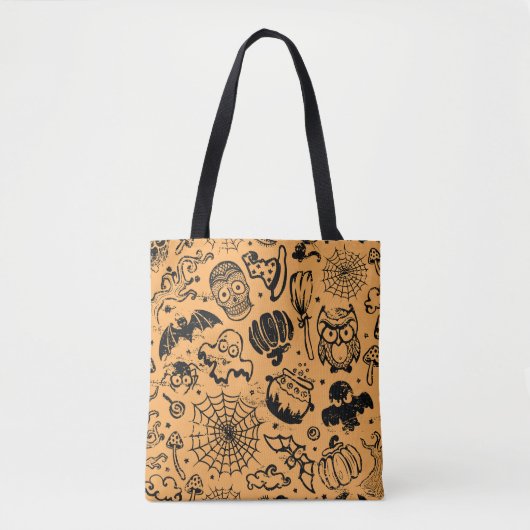 Halloween Vintages nahtloses Geschäft Tasche (Vorderseite)