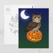 Halloween-Virginia-Uhu Postkarte (Vorne/Hinten)