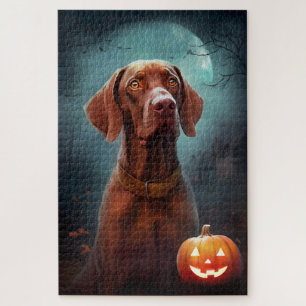 Halloween Vizsla mit Kürbissen Gruselig Puzzle