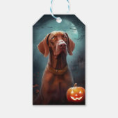 Halloween Vizsla mit Pumpkins Beängstigend Geschenkanhänger (Vorderseite)