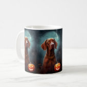 Halloween Vizsla mit Pumpkins Beängstigend Kaffeetasse (Vorderseite Links)