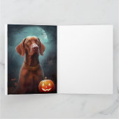 Halloween Vizsla mit Pumpkins Beängstigend Karte (Innenseite)