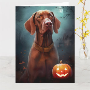 Halloween Vizsla mit Pumpkins Beängstigend Karte