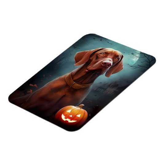 Halloween Vizsla mit Pumpkins Beängstigend Magnet (Linke Seite)