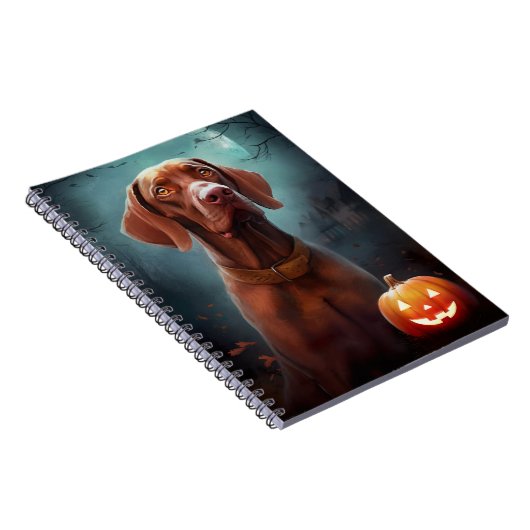 Halloween Vizsla mit Pumpkins Beängstigend Notizblock (Rechte Seite)