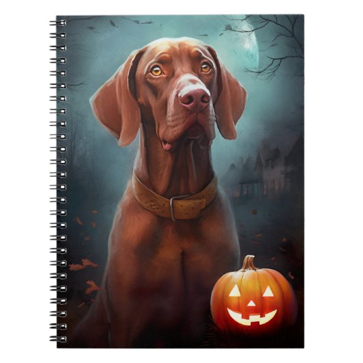Halloween Vizsla mit Pumpkins Beängstigend Notizblock (Vorderseite)