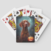 Halloween Vizsla mit Pumpkins Beängstigend Spielkarten (Rückseite)