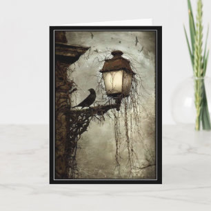 Halloween-Vogel auf einer Laterne Arthur Rackham Karte