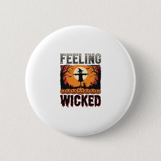Halloween-Vogelscheuche fühlt sich böse an Vintage Button (Vorderseite)