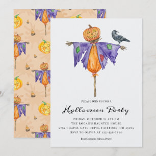 Halloween-Vogelscheuche mit Kürbisparty Einladung