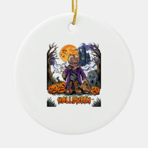 Halloween Vogelscheuche Süßigkeiten Sack Kürbisse  Keramik Ornament