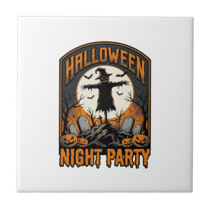 Halloween-Vogelscheuchen-Shirt Vintage-Friedhofspa Fliese