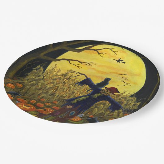 Halloween-Vogelscheuchepapier-Teller Pappteller (Schrägansicht)