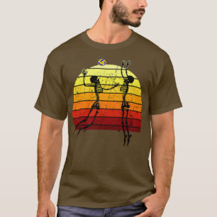 Halloween Volleyball Skeleton Player Retro Vintage T-Shirt