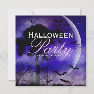 Halloween Vollmond & Fledermäuse Nachthimmel Einla Einladung