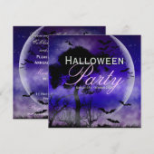 Halloween Vollmond & Fledermäuse Nachts Einladung (Vorne/Hinten)