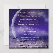 Halloween Vollmond & Fledermäuse Nachts Einladung (Rückseite)