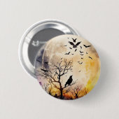 Halloween Vollmond-Fledermäuse raven beängstigende Button (Vorne & Hinten)