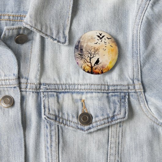 Halloween Vollmond-Fledermäuse raven beängstigende Button (Beispiel)