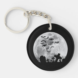 Halloween Vollmond Friedhof Grabstätte Gruselige F Schlüsselanhänger
