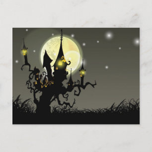 Halloween Vollmond im Hintergrund Postkarte