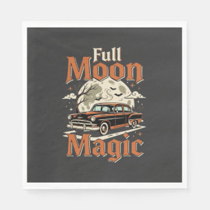 Halloween Vollmond Magie Vintage Auto Serviette